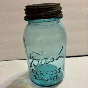 Ball Perfect Mason Blue 1 Quart Canning Jar 1920s-30s Era